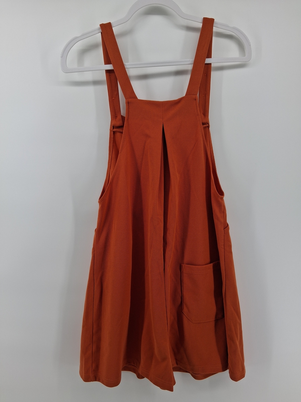 HALARA Rust Orange Pinafore Romper with Front Pocket and Adjustable Straps - Picture 5 of 6